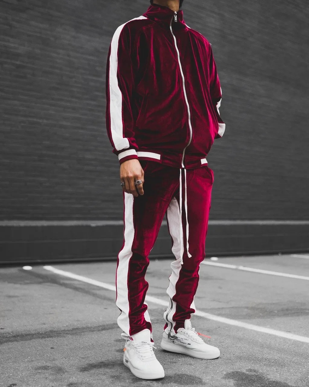 Men's Zip-Up Tracksuit Set