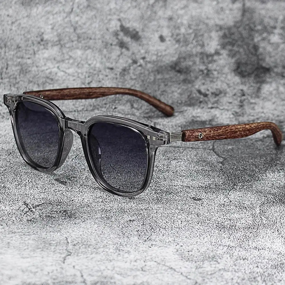 Trendy Retro Wood Grain Square Sunglasses for Men & Women