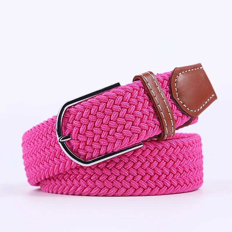 Unisex Casual Knitted Stretch Belt – Woven Canvas, Elastic, Pin Buckle