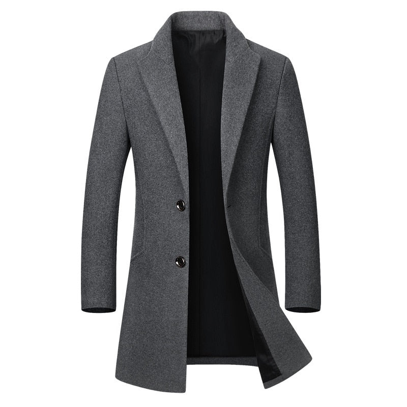 Long Cotton Collar Trench Coat for Men-Deluxe Fashion Forever