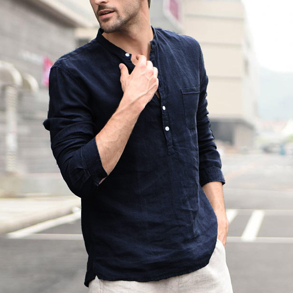 Button Linen Shirt For Men-Deluxe Fashion Forever